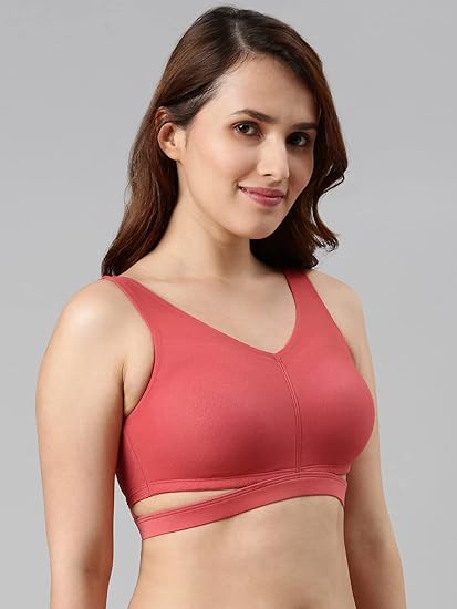 Enamor Cotton Rich Lining for Shaping and Support Women's Everyday Fashion Bralette - Plunge Neckline, Non-Padded, Wirefree, Full-Coverage - F110